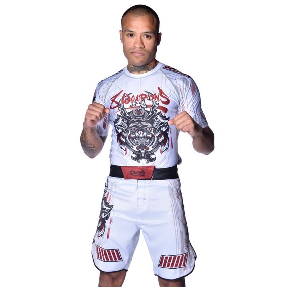 8 WEAPONS Fight Shorts, Samurai 2.0, white-red, S, Taglia: S, Colore: Bianco, 3 image