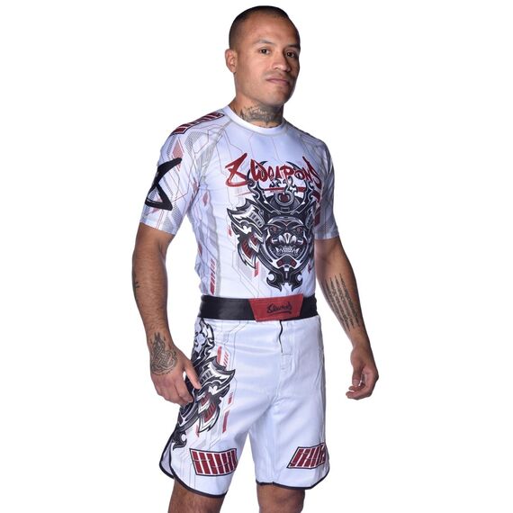 8 WEAPONS Fight Shorts, Samurai 2.0, white-red, S, Taglia: S, Colore: Bianco, 4 image