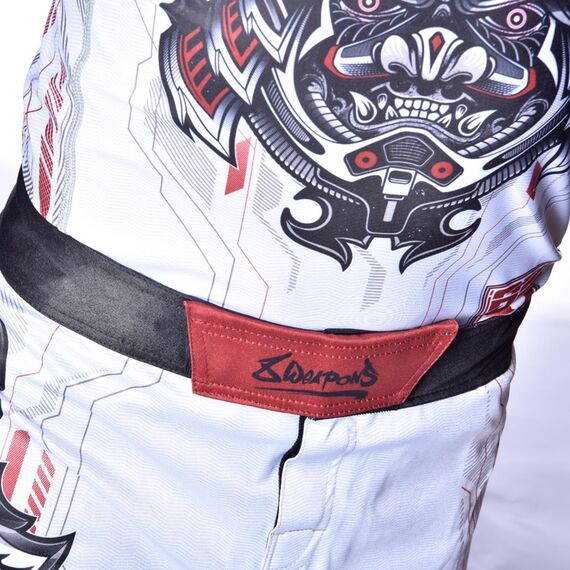 8 WEAPONS Fight Shorts, Samurai 2.0, white-red, S, Taglia: S, Colore: Bianco, 6 image