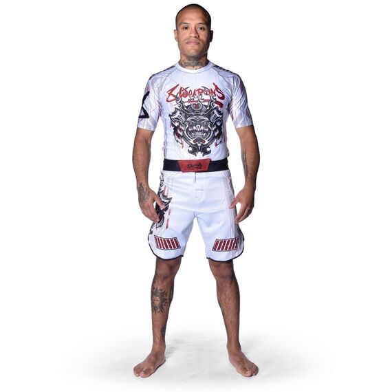 8 WEAPONS Fight Shorts, Samurai 2.0, white-red, L, Taglia: L, Colore: Bianco, 7 image