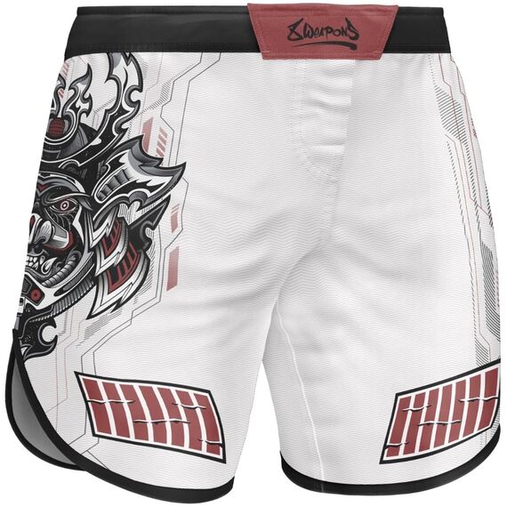 8 WEAPONS Fight Shorts, Samurai 2.0, white-red, XXL, Taglia: 2XL, Colore: Bianco
