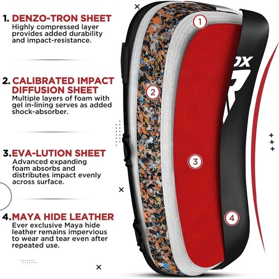 RDX T1 Curved Thai Kick Pad – The Ultimate Muay Thai Training Gear, Size: One Size, Colour: Schwarz, 2 image