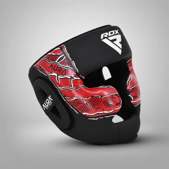 Casco da Boxe RDX Aura F17 Nero/Rosso - Taglia L, Taglia: L, Colore: Rosso