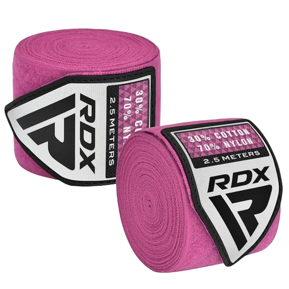 Bandes de Boxe RDX Hand Wraps Pro 2.5 m Roses, Couleur: Rose, Longueur: 2.5m
