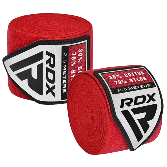 Bandes de Boxe RDX Hand Wraps Pro 2.5 m Rouges, Couleur: Rouge, Longueur: 2.5m