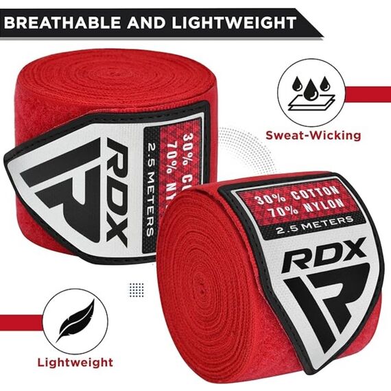 Bandes de Boxe RDX Hand Wraps Pro 2.5 m Rouges, Couleur: Rouge, Longueur: 2.5m, 5 image