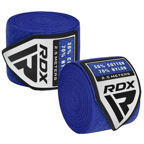 Bandes de Boxe RDX Hand Wraps Pro 2.5 m Bleues, Couleur: Bleu, Longueur: 2.5m