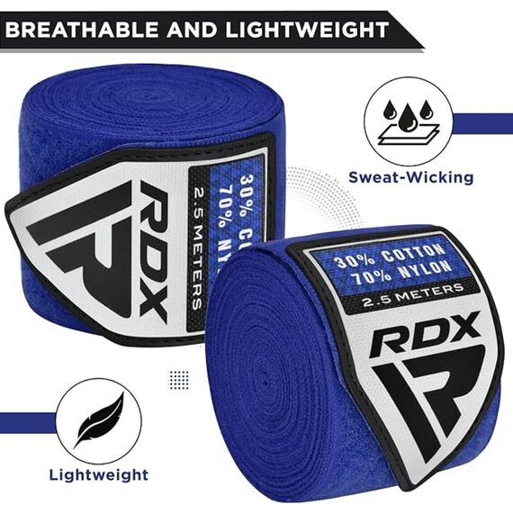 Bandes de Boxe RDX Hand Wraps Pro 2.5 m Bleues, Couleur: Bleu, Longueur: 2.5m, 3 image