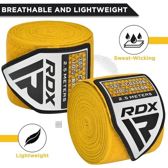RDX Hand Wraps Pro 2.5m Yellow, Colour: Yellow, Length: 2.5m, 5 image