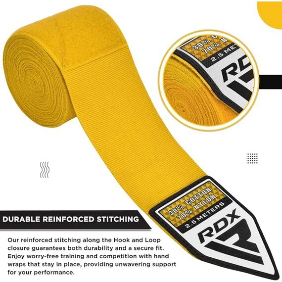 RDX Hand Wraps Pro 2.5m Yellow, Colour: Yellow, Length: 2.5m, 3 image