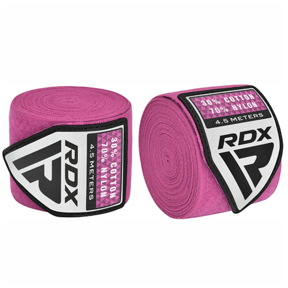 RDX WX Professional Boxing Hand Wraps 4.5 m – Pink, Colore: Rosa, Lunghezza: 4.5m