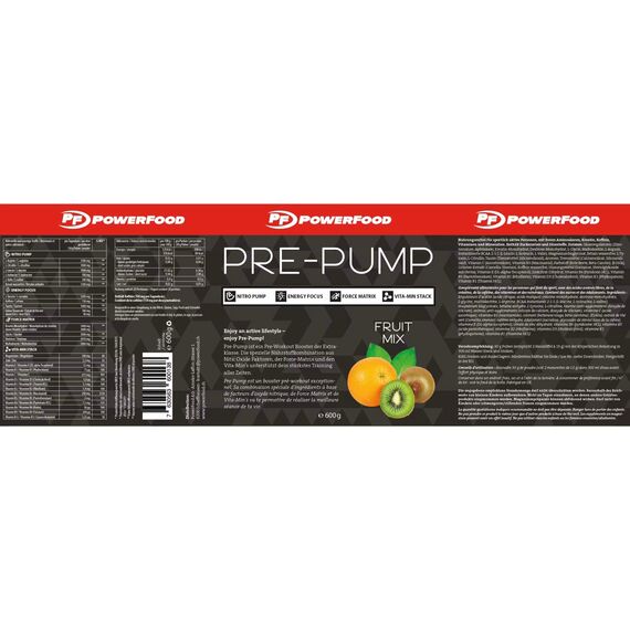 Booster preworkout "Pre-Pump" 600g Powerfood One | Punch aux Fruits, 2 image