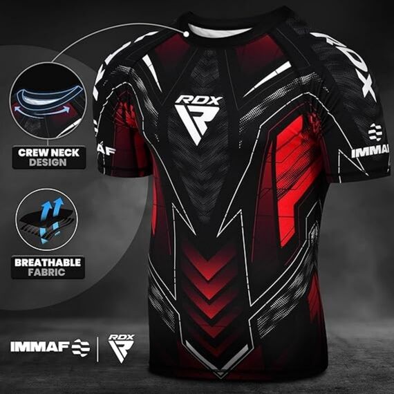 Compression Rash Guard RDX IMMAF Red 2XL, Size: 2XL, Colour: Rot, 3 image