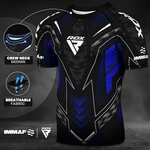 Compression Rash Guard RDX IMMAF Blue M, Size: M, Colour: Blue, 5 image