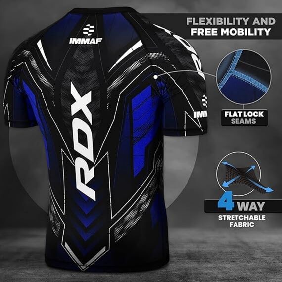 Compression Rash Guard RDX IMMAF Blue S, Size: S, Colour: Blue, 6 image