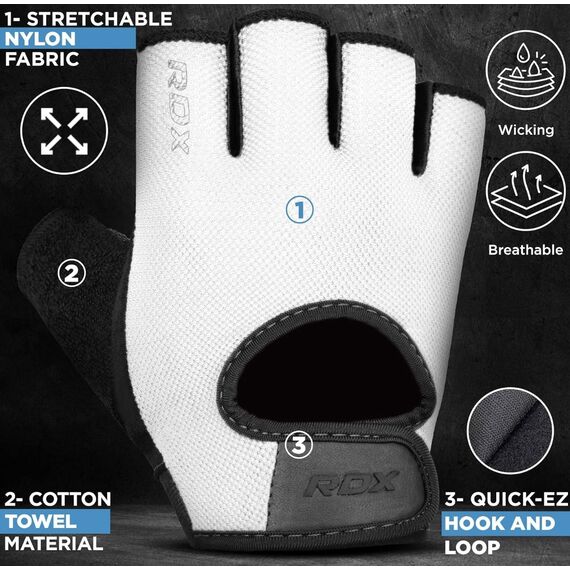 Gants de musculation RDX T1 Blanc L, Taille: L, Couleur: Blanc, 3 image