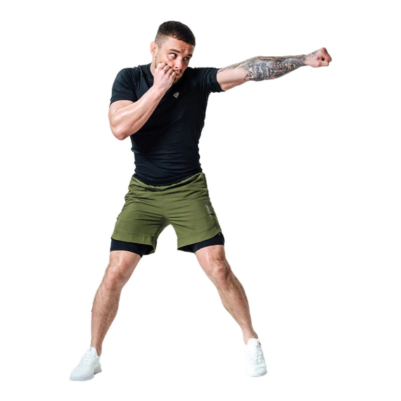 2-in-1 MMA Shorts RDX T16 Army Green 2XL, Size: 2XL, Colour: Khaki