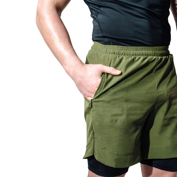 2-in-1 MMA Shorts RDX T16 Army Green XL, Size: XL, Colour: Khaki, 4 image
