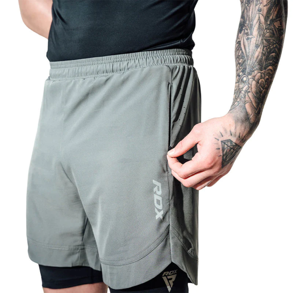 2-in-1 MMA Shorts RDX T16 Grey L, Size: L, Colour: Grey, 2 image