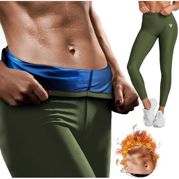 Legging de Sudation Femme, Taille: XL, Couleur: Kaki, 3 image