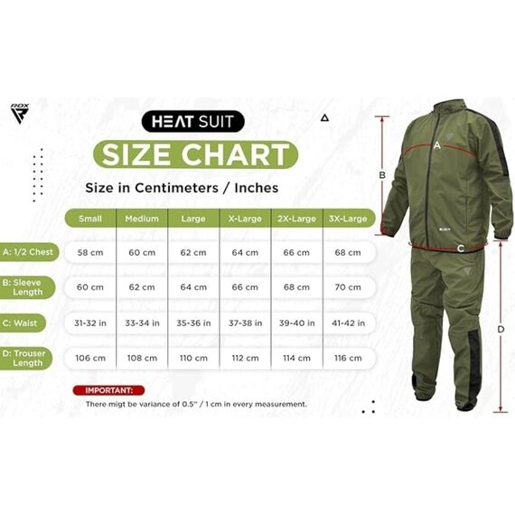 Sauna Suit RDX C1 Army Green L, Size: L, Colour: Khaki, 2 image