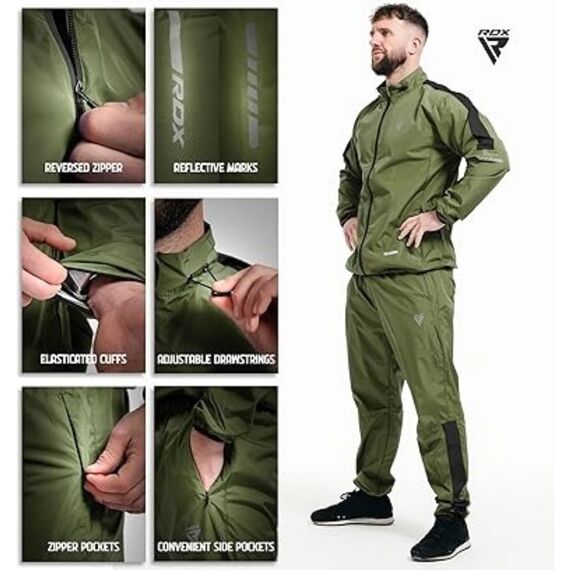 Sauna Suit RDX C1 Army Green M, Size: M, Colour: Khaki, 3 image