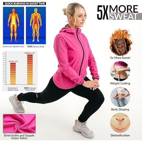 Tenue de Sudation H2 Pour la Perte de Poids, Taille: L, Couleur: Rose, 5 image