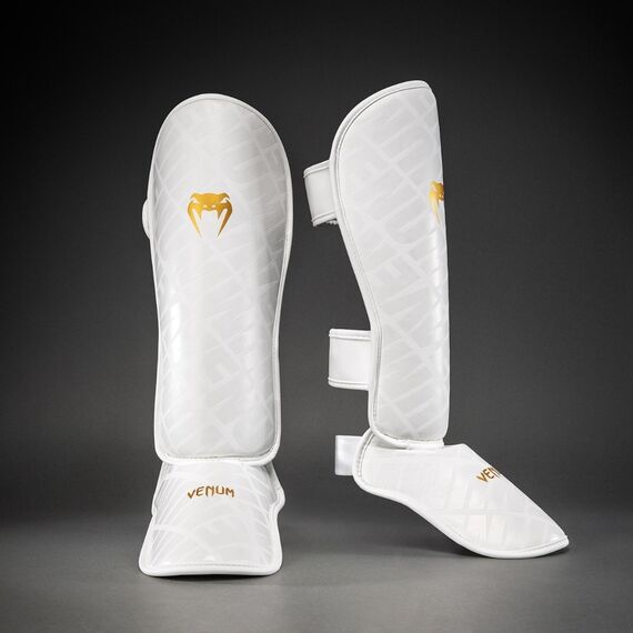 Protège-tibias Venum Contender 1.5 XT 3D Blanc/Or M, Taille: M, Couleur: Blanc
