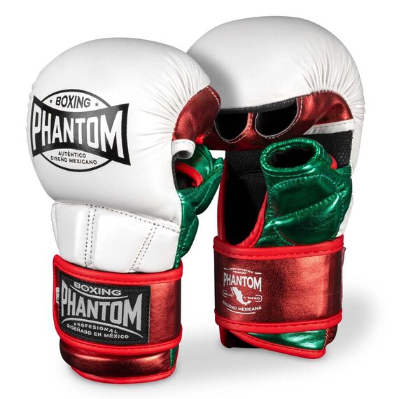 Phantom Mexico MMA Sparring Gloves – White/Red/Green – S/M, Size: S/M, Colour: Weiss