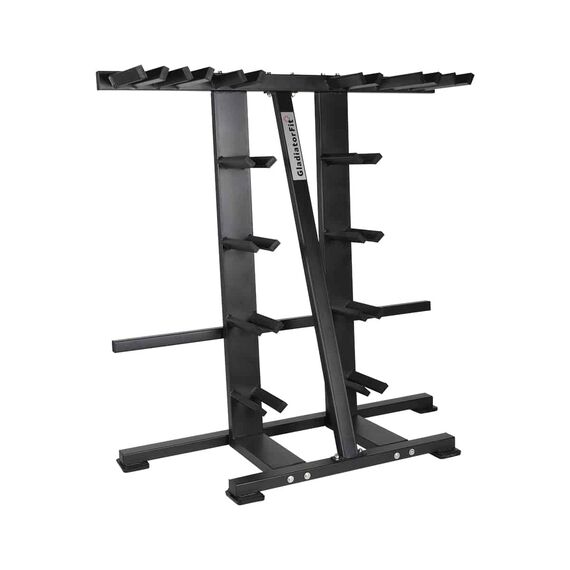 Complete storage of discs and quick release bars
