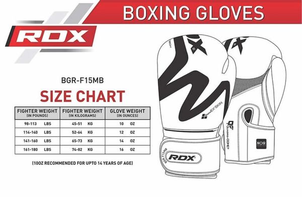 RDXBGR-F15MB-16OZ-Boxing Glove F15 Matte Black-16OZ