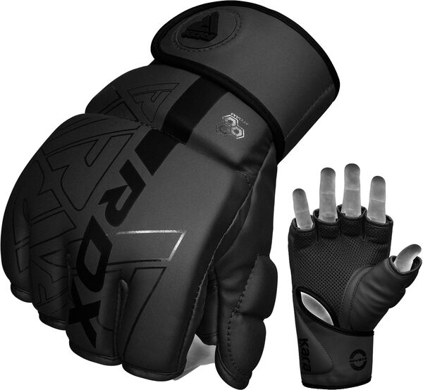 RDXGGR-F6MB-M-Grappling Gloves F6 Matte Black-M