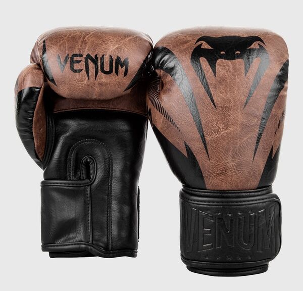 VE-03284-124-10OZ-Venum Impact Boxing Gloves - Black/Brown