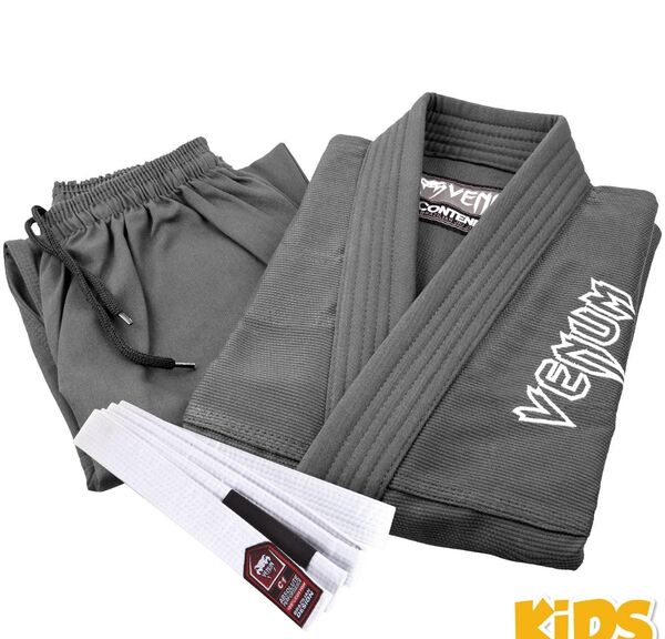 VE-03344-010-C1-Venum Contender Kids BJJ Gi (Free white belt included) - Grey