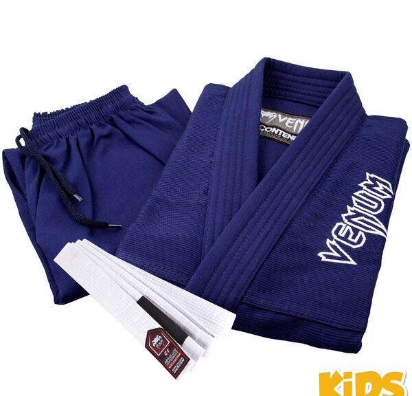VE-03344-018-C0-Venum Contender Kids BJJ Gi (Free white belt included) - Navy blue