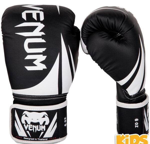 VE-03089-001-8OZ-Venum Challenger 2.0 Kids Boxing Gloves - Black/White