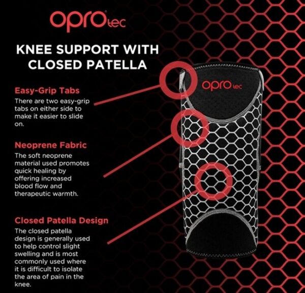 OPTEC5730-LG-OproTec Knee Sleeve with Closed Patella-Large