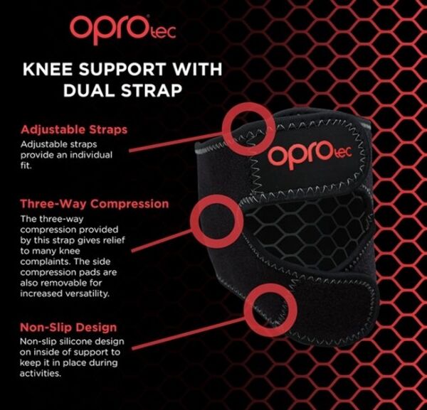 OPTEC5734-LG/XL-OproTec Dual Knee Strap with Patella-Large/XL