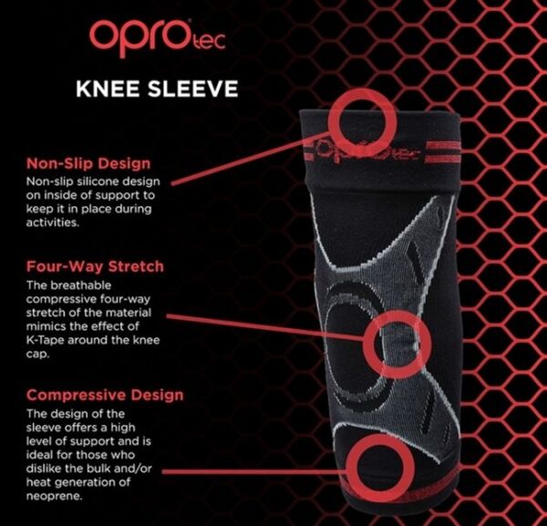 OPTEC5736-LG-OproTec Knee Sleeves BLK-Large