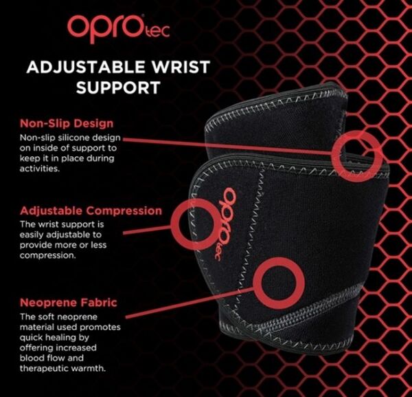 OPTEC5749-OSFM-OproTec Adjustable Wrist Support BLK-OSFM