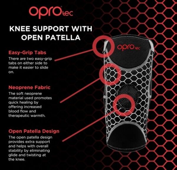OPTEC5729-MD-OproTec Knee Sleeve with Open Patella-Medium