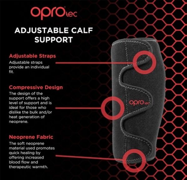 OPTEC5739-OSFM-OproTec Adjustable Calf Support BLK-OFSM