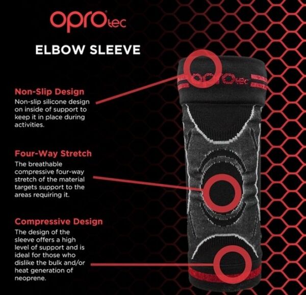 OPTEC5748-LG-OproTec Elbow Sleeves&nbsp; BLK-Large