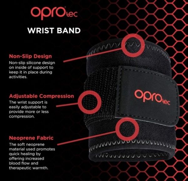 OPTEC5750-SM/MD-OproTec Wrist Band BLK-Small/Medium