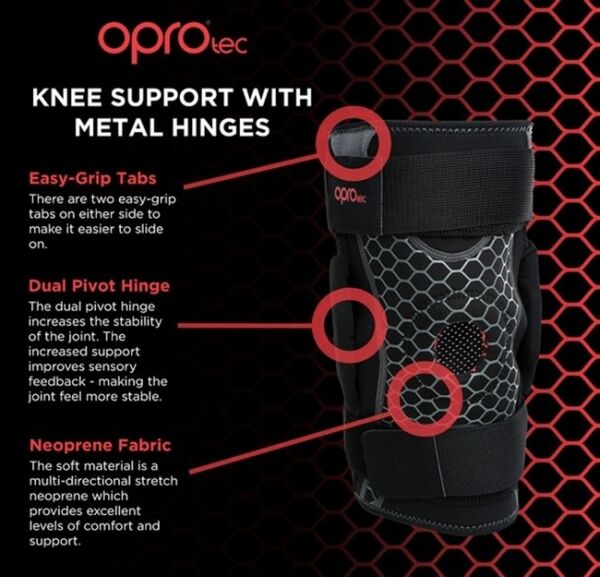 OPTEC5732-MD-OproTec Knee Sleeve with Metal Hinges-Medium