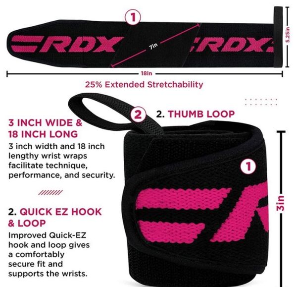 RDXWAH-W2P-Gym Wrist Wrap Pink Pro