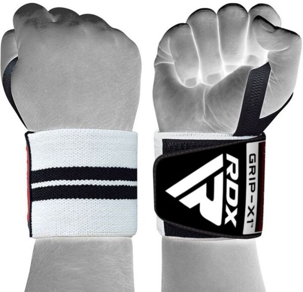 RDXWAH-W3W-Gym Wrist Wrap Black/White Plus