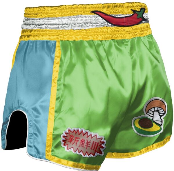 8W-8130004-3-8 WEAPONS Muay Thai Shorts - Yummy green L