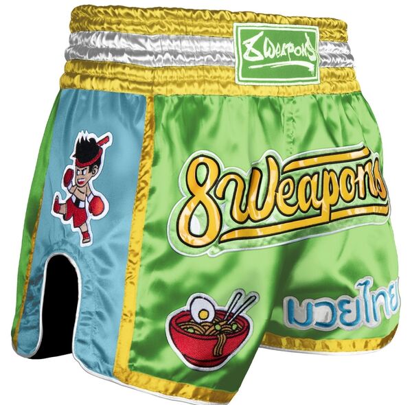 8W-8130004-2-8 WEAPONS Muay Thai Shorts - Yummy green M