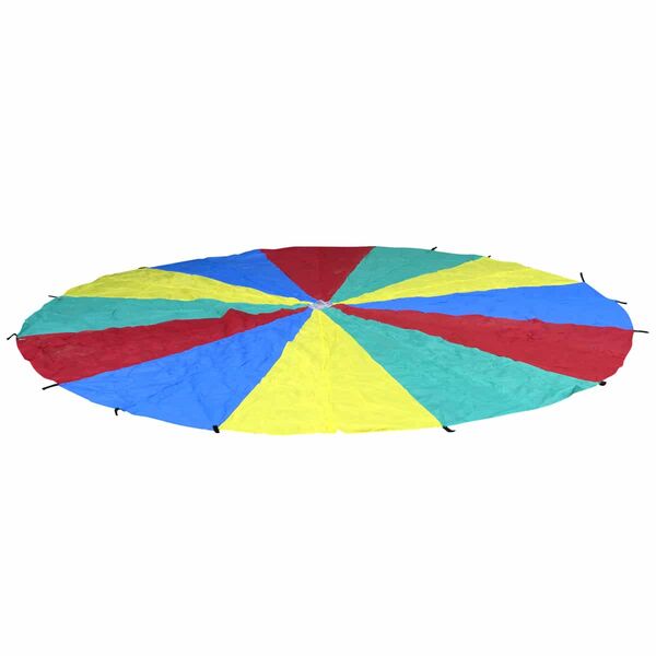 GL-7640344753991-Rainbow parachute fabric for children 20 handles | 300 CM